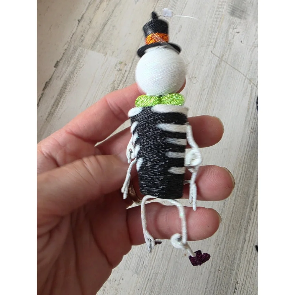 Vintage Pier 1 skeleton jointed glitter ornament metal Xmas tree